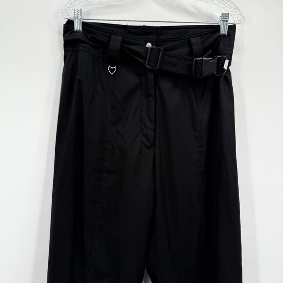 Obermeyer Pants Womens 12 Black Stiletto Ski Snow Insulated Belted Stirrups - Picture 2 of 16